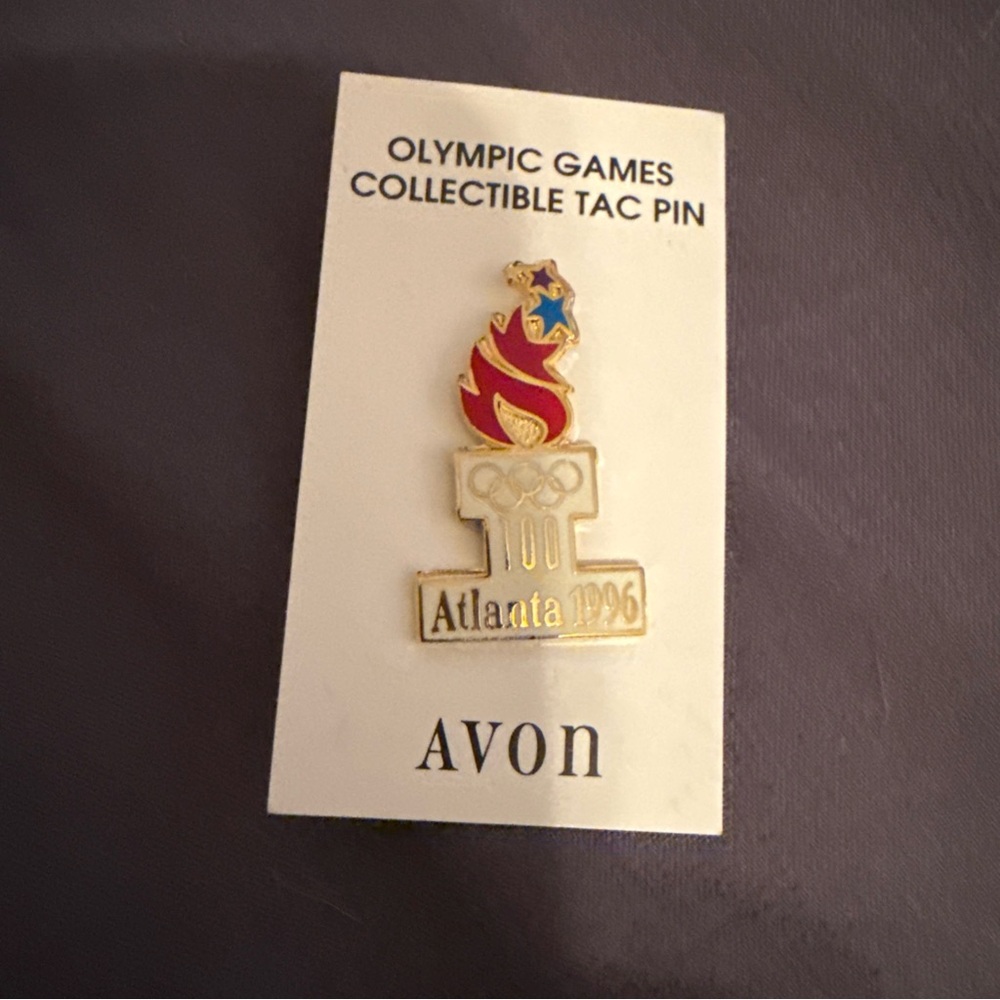 Avon Olympic Games Tac Pin - Red and Gold